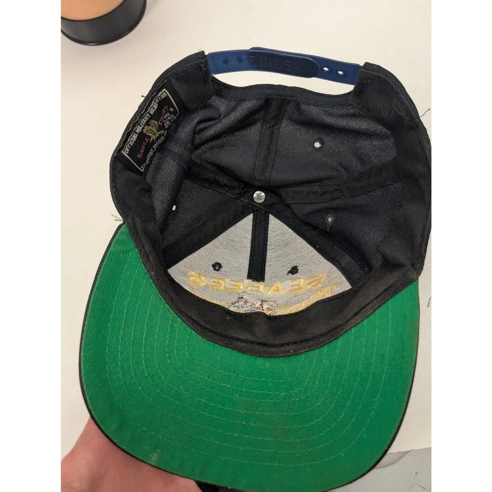 Eagle Crest US Navy Seabees Snapback Hat Black We Build We Fight Can Do USA Made